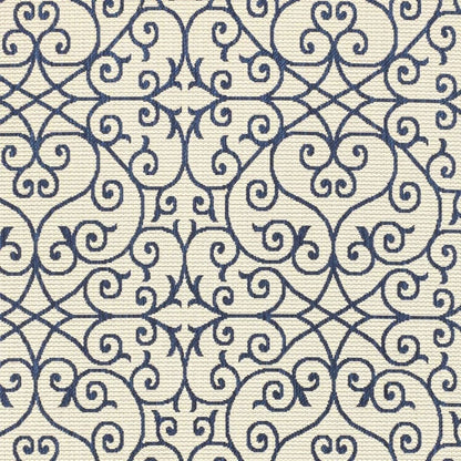 5' X 8' Navy Blue And Beige Geometric Indoor Outdoor Area Rug HomeRoots
