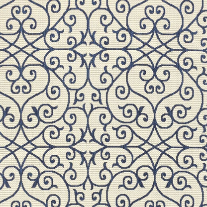 9' X 12' Navy Blue And Beige Geometric Indoor Outdoor Area Rug HomeRoots