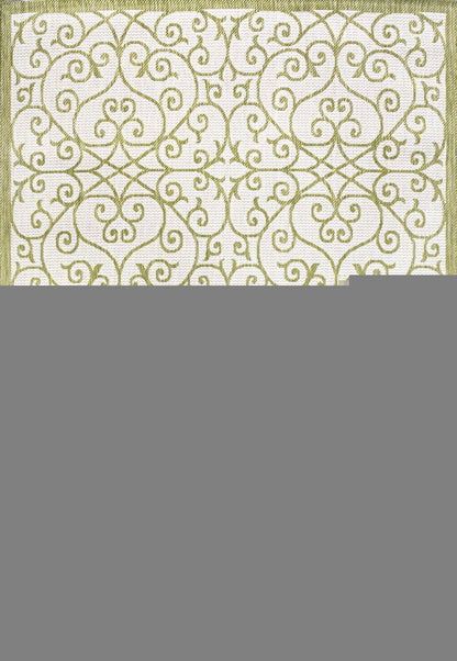 3' X 5' Green And Cream Geometric Indoor Outdoor Area Rug HomeRoots