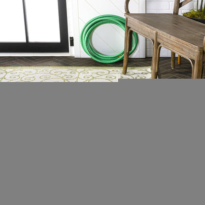 3' X 5' Green And Cream Geometric Indoor Outdoor Area Rug HomeRoots