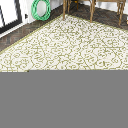 3' X 5' Green And Cream Geometric Indoor Outdoor Area Rug HomeRoots