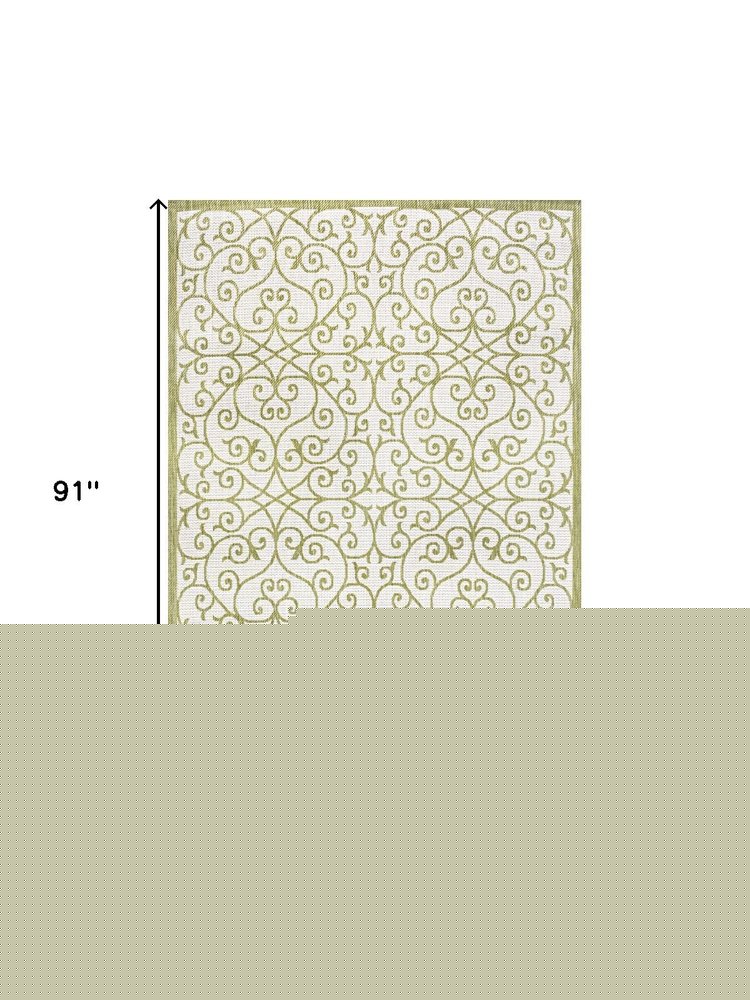 5' X 8' Green And Cream Geometric Indoor Outdoor Area Rug HomeRoots