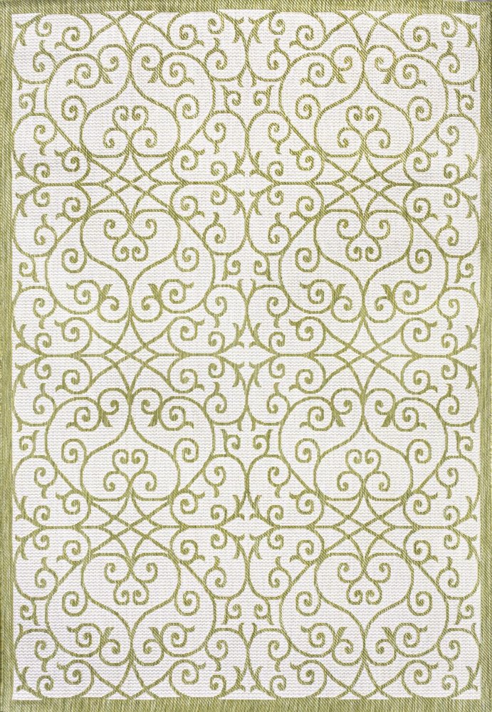 9' X 12' Green And Cream Geometric Indoor Outdoor Area Rug HomeRoots