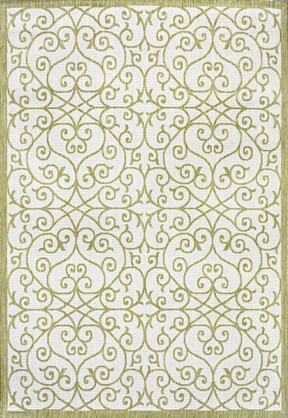 9' X 12' Green And Cream Geometric Indoor Outdoor Area Rug HomeRoots