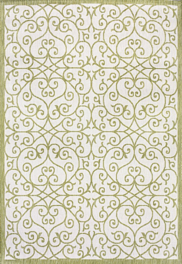 9' X 12' Green And Cream Geometric Indoor Outdoor Area Rug HomeRoots