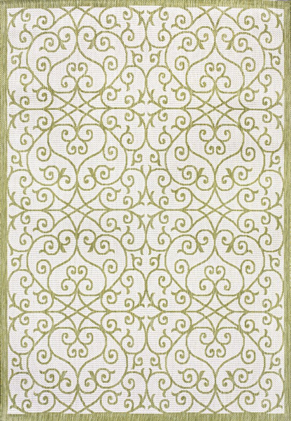 9' X 12' Green And Cream Geometric Indoor Outdoor Area Rug HomeRoots