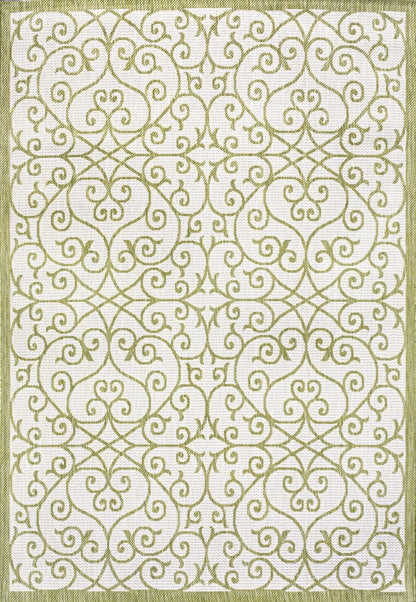 9' X 12' Green And Cream Geometric Indoor Outdoor Area Rug HomeRoots