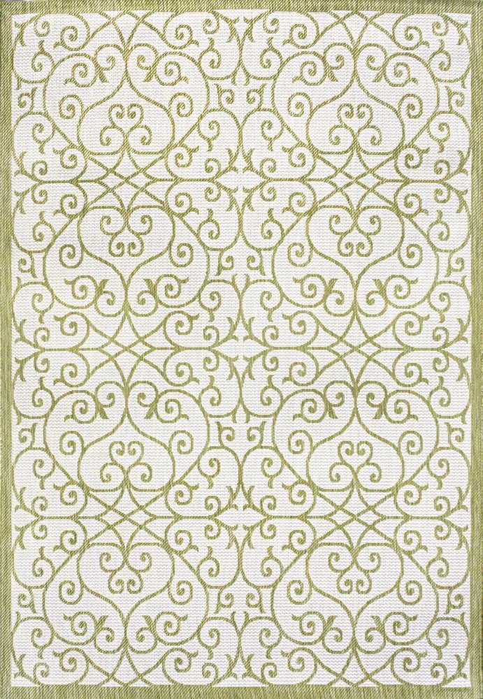 9' X 12' Green And Cream Geometric Indoor Outdoor Area Rug HomeRoots