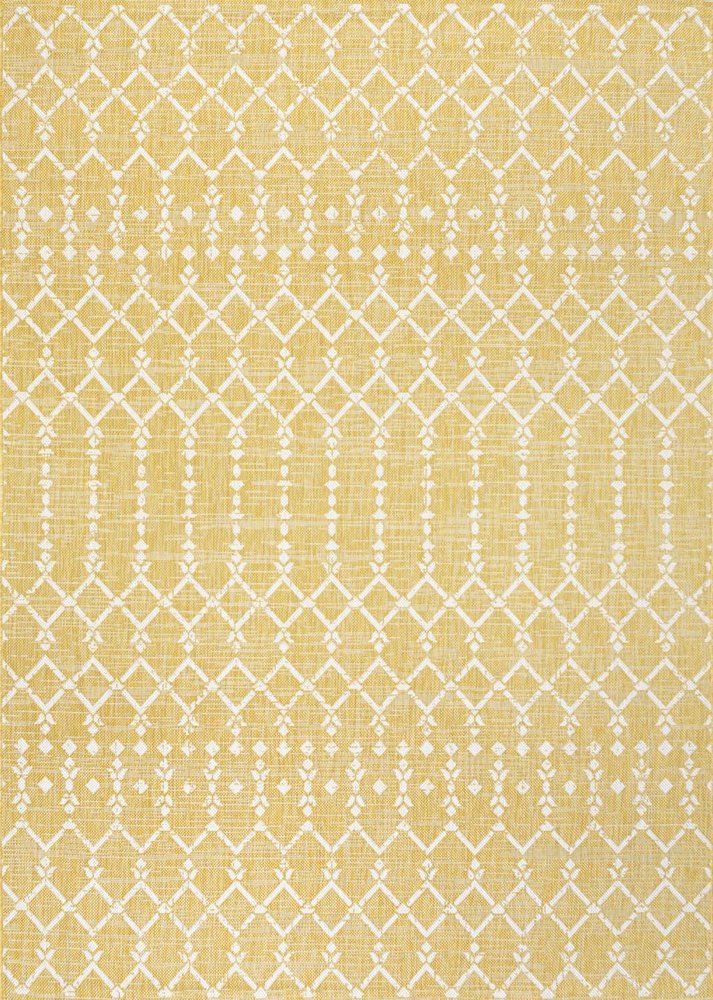 3' X 5' Yellow And Cream Trellis Indoor Outdoor Area Rug HomeRoots