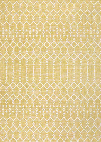 3' X 5' Yellow And Cream Trellis Indoor Outdoor Area Rug HomeRoots