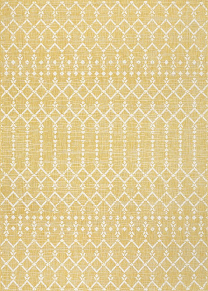4' X 6' Yellow And Cream Trellis Indoor Outdoor Area Rug HomeRoots