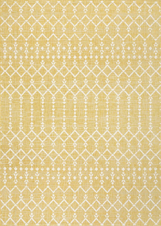 5' X 8' Yellow And Cream Trellis Indoor Outdoor Area Rug HomeRoots