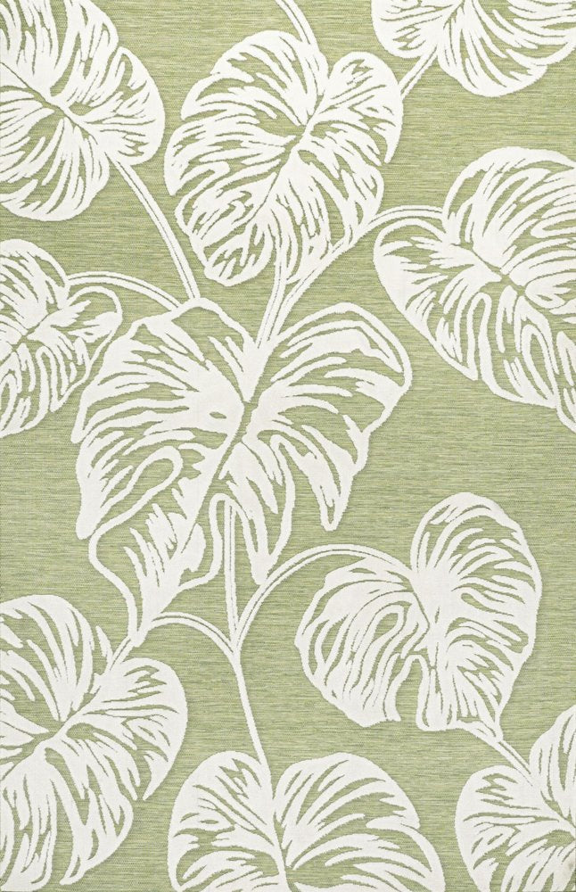 5' X 8' Light Green And Ivory Floral Indoor Outdoor Area Rug HomeRoots