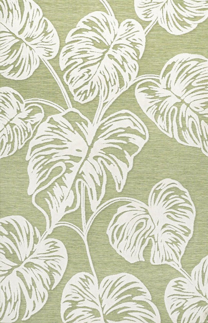 5' X 8' Light Green And Ivory Floral Indoor Outdoor Area Rug HomeRoots