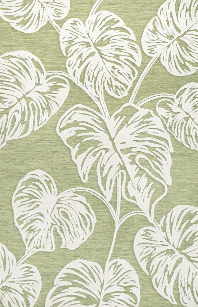 5' X 8' Light Green And Ivory Floral Indoor Outdoor Area Rug HomeRoots