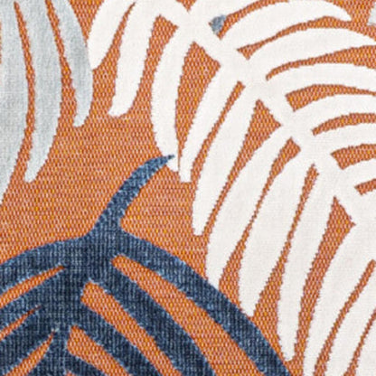 3' X 5' Orange Navy Blue And Ivory Floral Indoor Outdoor Area Rug HomeRoots