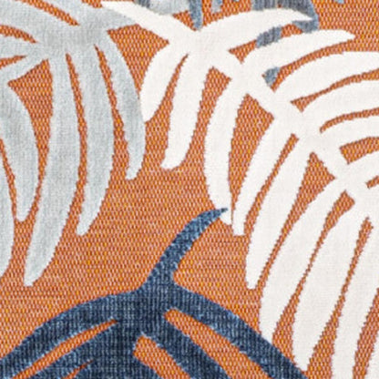 4' X 6' Orange Navy Blue And Ivory Floral Indoor Outdoor Area Rug HomeRoots