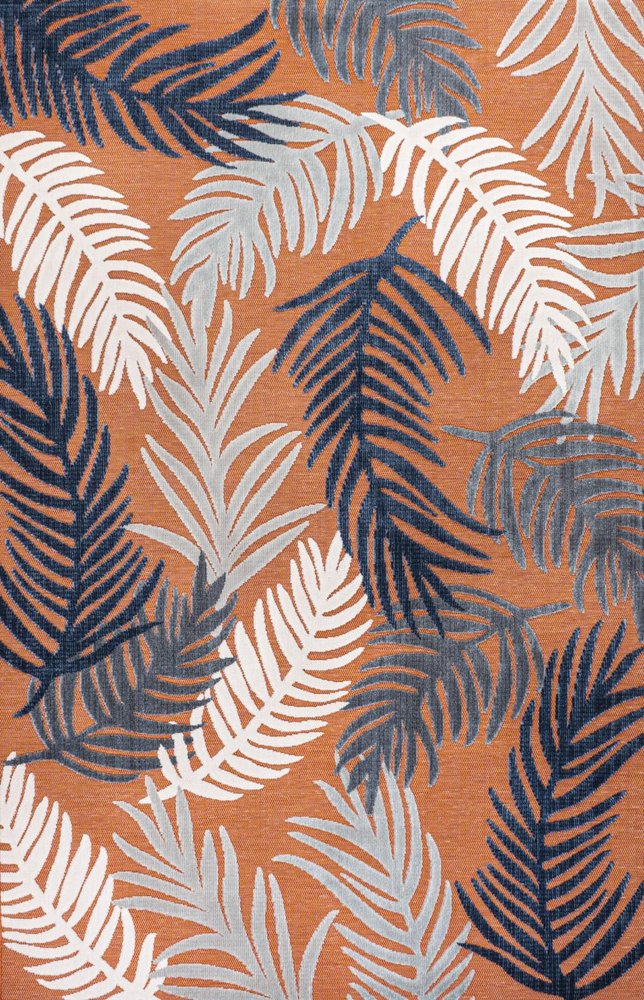4' X 6' Orange Navy Blue And Ivory Floral Indoor Outdoor Area Rug HomeRoots
