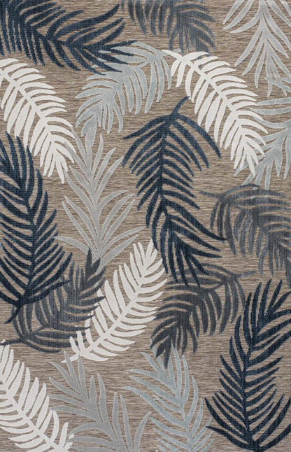 4' X 6' Brown Navy Blue And Ivory Floral Indoor Outdoor Area Rug HomeRoots
