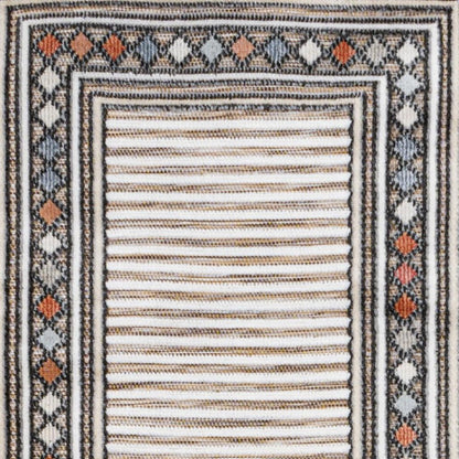 8' Brown And Ivory Geometric Indoor Outdoor Runner Rug HomeRoots