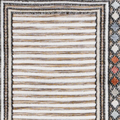 8' Brown And Ivory Geometric Indoor Outdoor Runner Rug HomeRoots