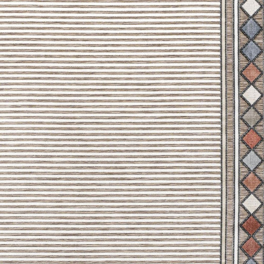 3' X 5' Brown And Ivory Geometric Indoor Outdoor Area Rug