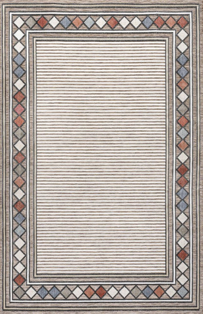 3' X 5' Brown And Ivory Geometric Indoor Outdoor Area Rug HomeRoots
