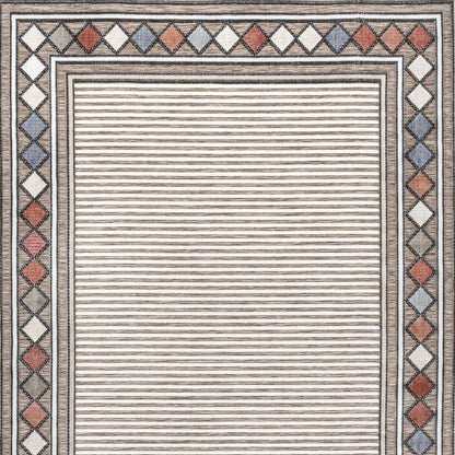 4' X 6' Brown And Ivory Geometric Indoor Outdoor Area Rug HomeRoots