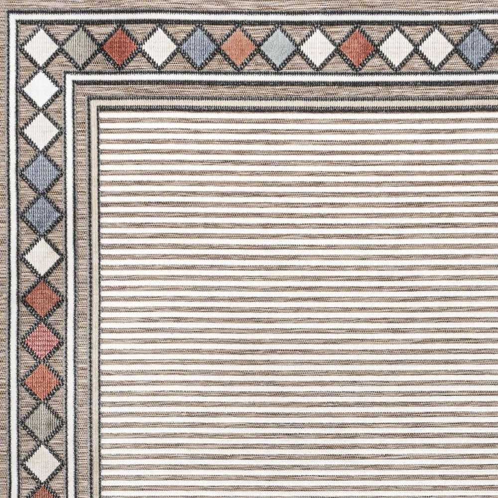 5' X 8' Brown And Ivory Geometric Indoor Outdoor Area Rug HomeRoots