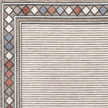 5' X 8' Brown And Ivory Geometric Indoor Outdoor Area Rug HomeRoots