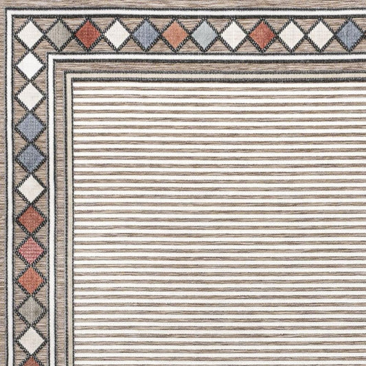 5' X 8' Brown And Ivory Geometric Indoor Outdoor Area Rug