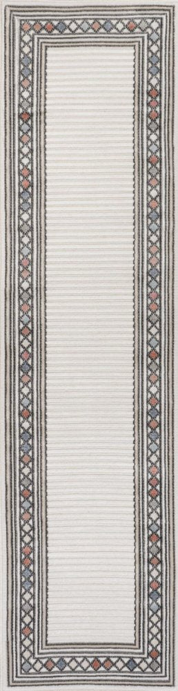 8' Ivory And Beige Geometric Indoor Outdoor Runner Rug HomeRoots