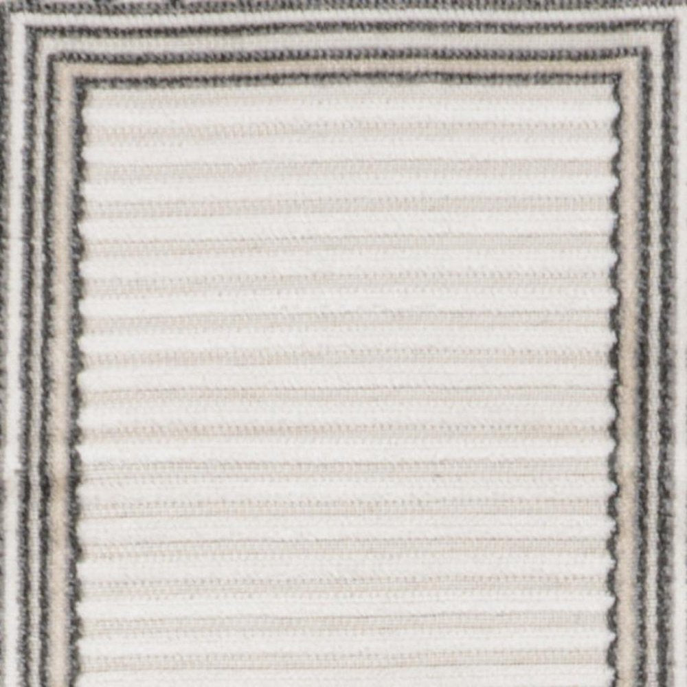 8' Ivory And Beige Geometric Indoor Outdoor Runner Rug HomeRoots