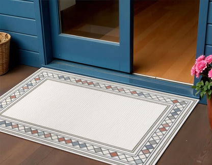 3' X 5' Ivory And Beige Geometric Indoor Outdoor Area Rug HomeRoots