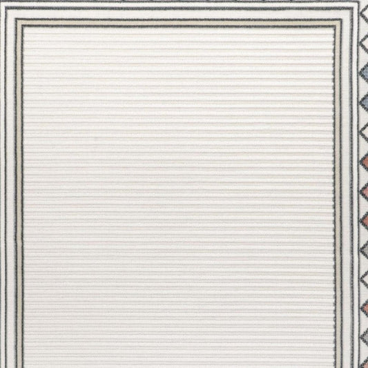 4' X 6' Ivory And Beige Geometric Indoor Outdoor Area Rug