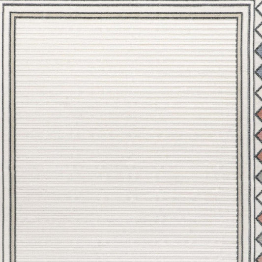 5' X 8' Ivory And Beige Geometric Indoor Outdoor Area Rug
