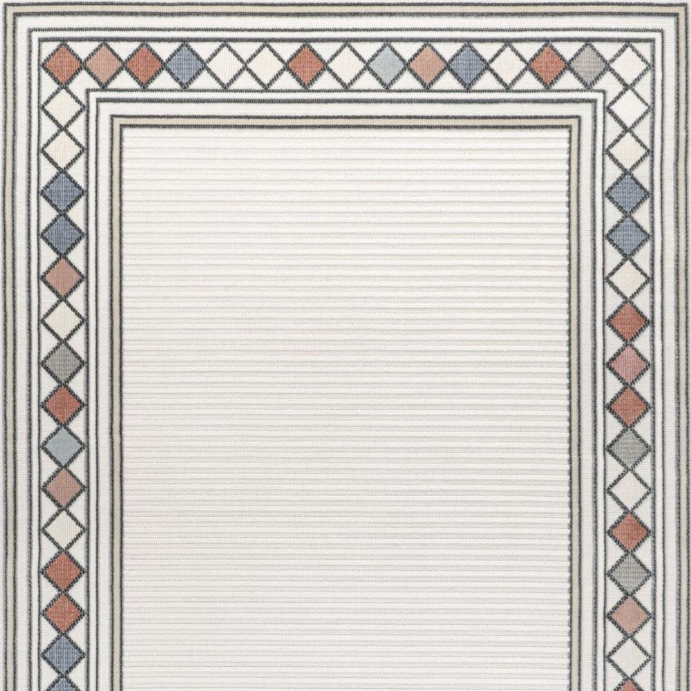8' X 10' Ivory And Beige Geometric Indoor Outdoor Area Rug HomeRoots