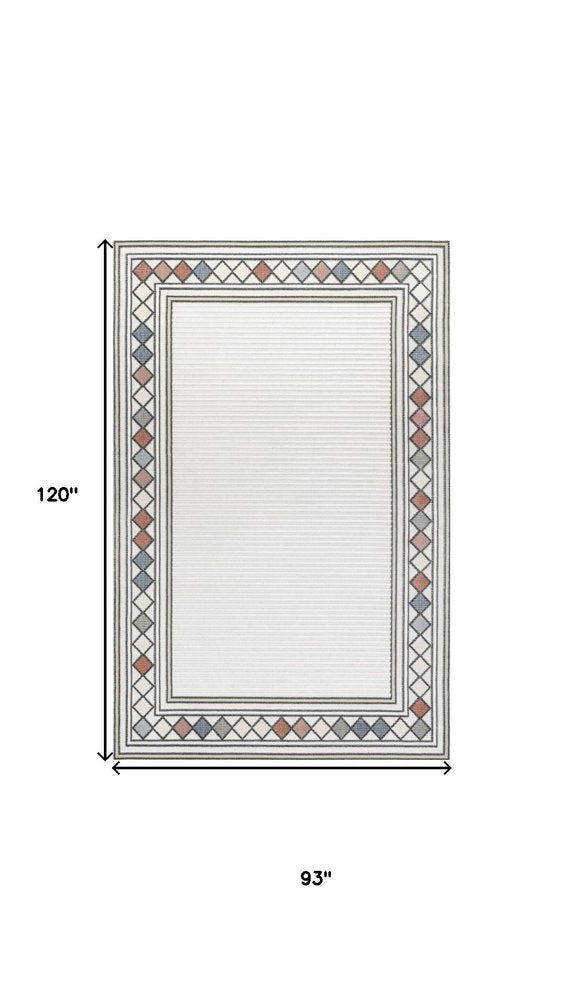 8' X 10' Ivory And Beige Geometric Indoor Outdoor Area Rug HomeRoots