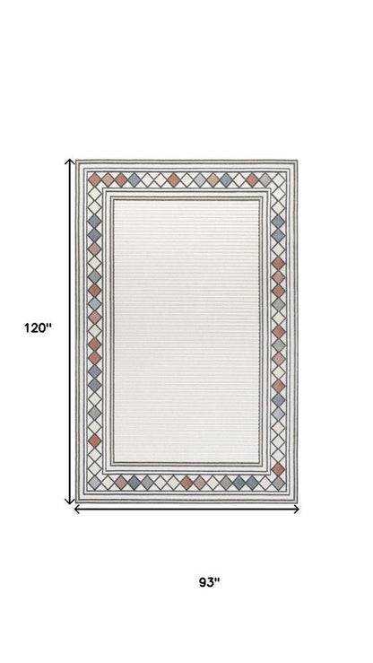 8' X 10' Ivory And Beige Geometric Indoor Outdoor Area Rug HomeRoots