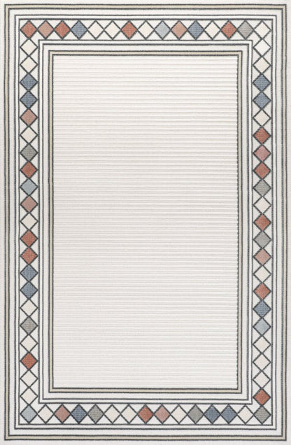 8' X 10' Ivory And Beige Geometric Indoor Outdoor Area Rug HomeRoots