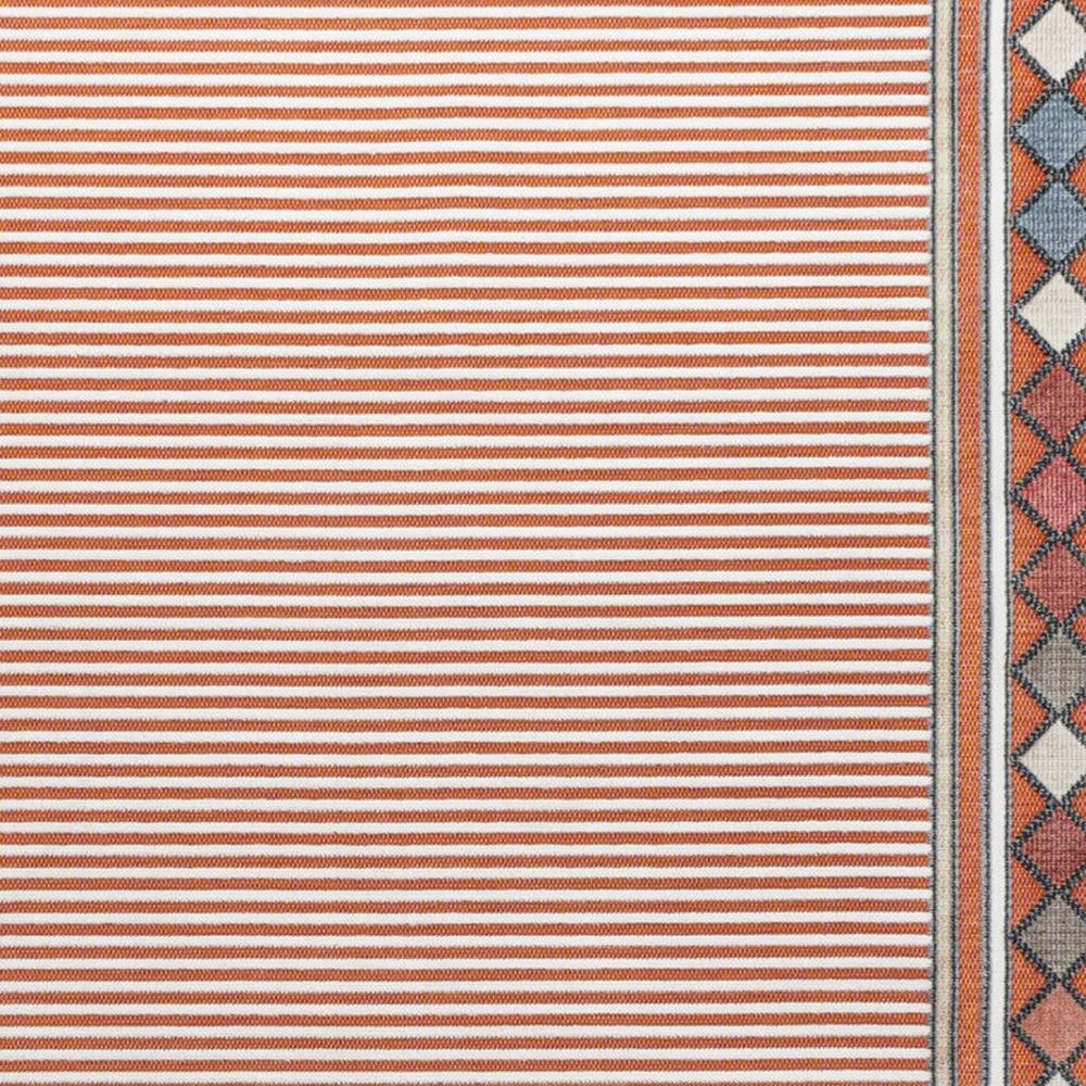 3' X 5' Orange And Ivory Geometric Indoor Outdoor Area Rug — view 2