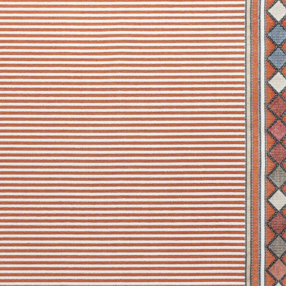 3' X 5' Orange And Ivory Geometric Indoor Outdoor Area Rug HomeRoots