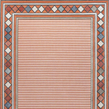 4' X 6' Orange And Ivory Geometric Indoor Outdoor Area Rug HomeRoots