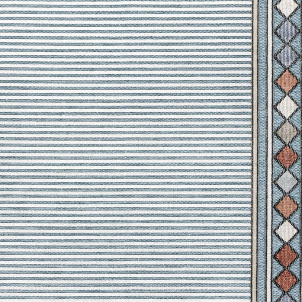 4' X 6' Blue And Ivory Geometric Indoor Outdoor Area Rug — view 2