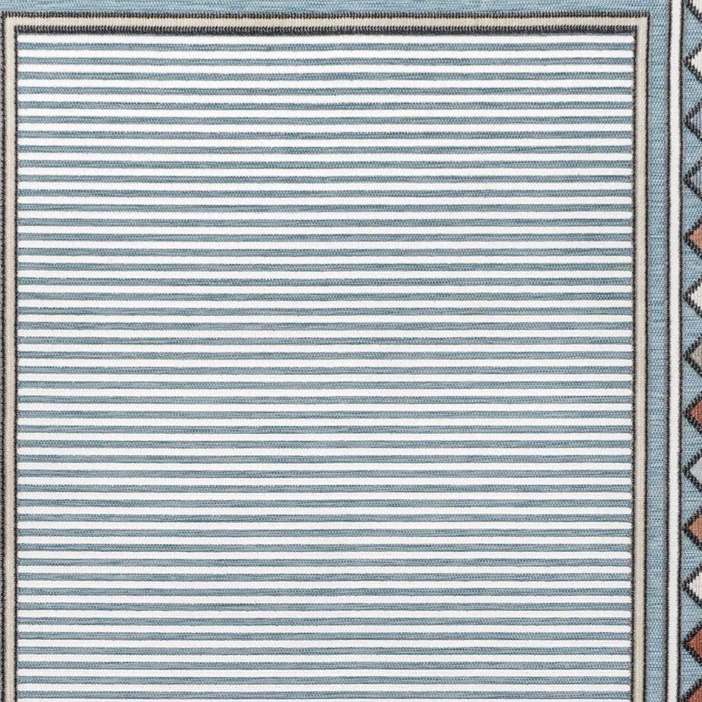 8' X 10' Blue And Ivory Geometric Indoor Outdoor Area Rug HomeRoots