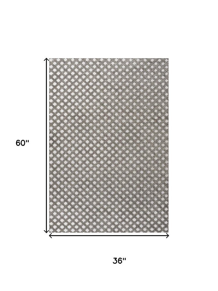 3' X 5' Dark Gray And Ivory Trellis Indoor Outdoor Area Rug HomeRoots