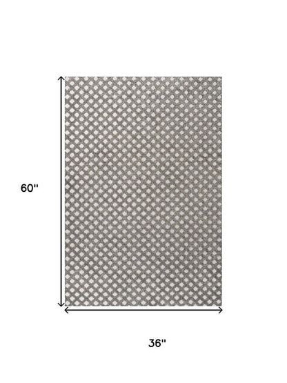 3' X 5' Dark Gray And Ivory Trellis Indoor Outdoor Area Rug HomeRoots