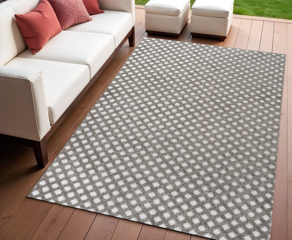 4' X 6' Dark Gray And Ivory Trellis Indoor Outdoor Area Rug HomeRoots