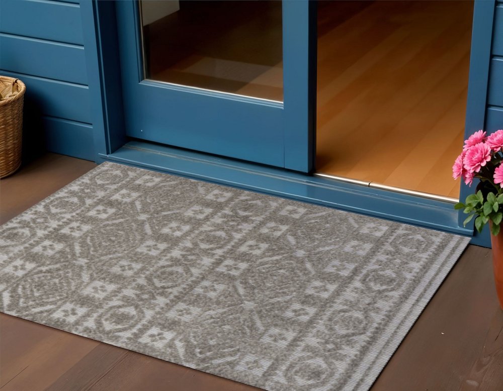 3' X 5' Dark Gray And Ivory Moroccan Indoor Outdoor Area Rug HomeRoots