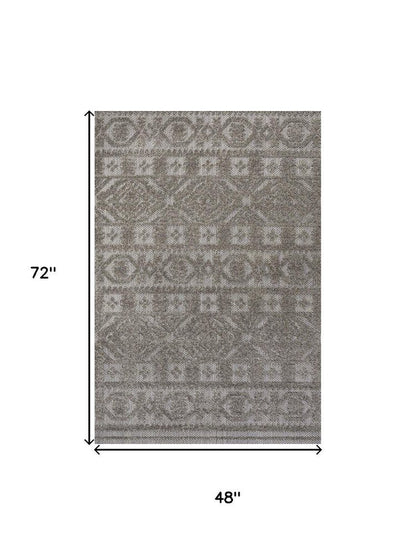4' X 6' Dark Gray And Ivory Moroccan Indoor Outdoor Area Rug HomeRoots